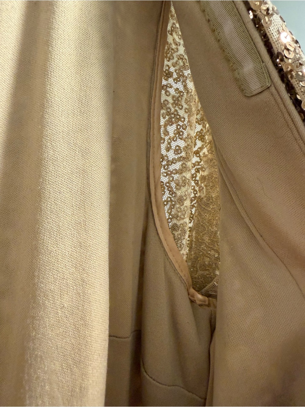 Badgley Mischka Gold Sequin Long-Sleeve Midi Dress - Picture 5 of 16